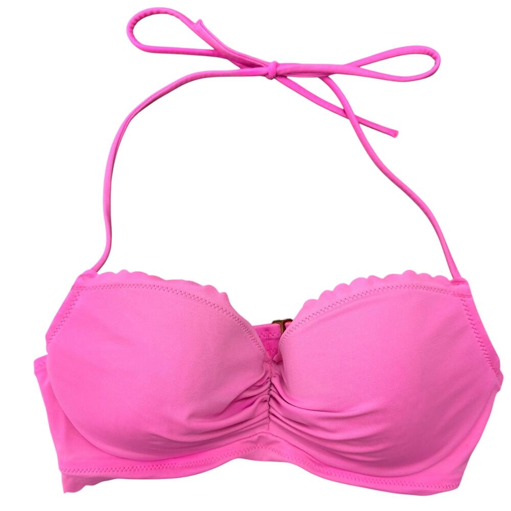Victoria's Secret Pink Lotus Scallop Edge Halter Underwire Bikini Top Size 32C
